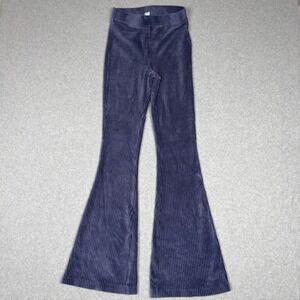 Aerie Ribbed Flare Pants Blue Velour XS Bell Bottoms Boho Retro Hippie Lounge